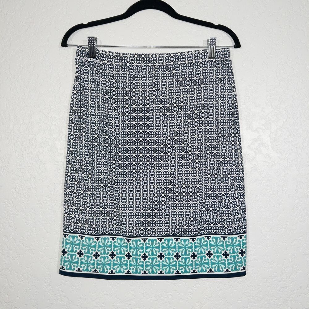 Max Studio Blue Geometric Pencil‎ Skirt Size Medium